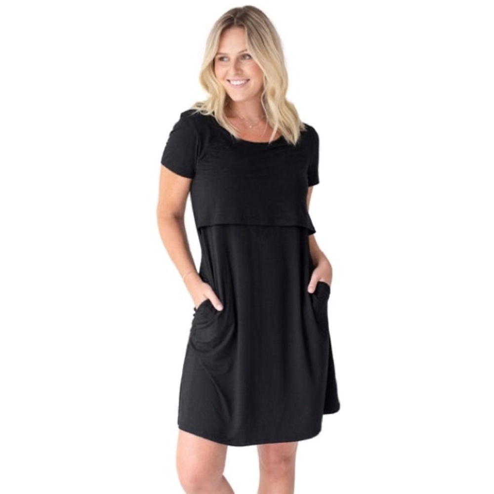 Kindred Bravely Black Bamboo Eleanora Bamboo Maternity & Nursing Dress